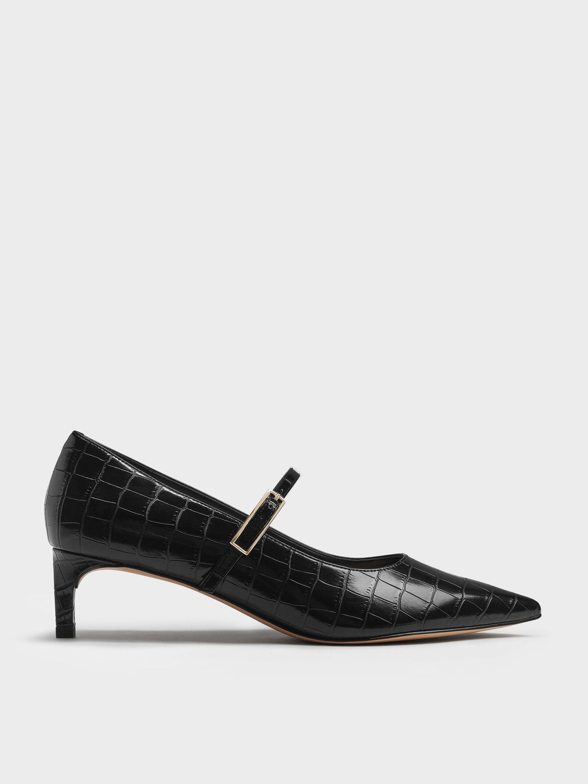 CHARLES & KEITH Premium / Luciana Croc-Effect Mary Jane Pumps - Animal Print Black