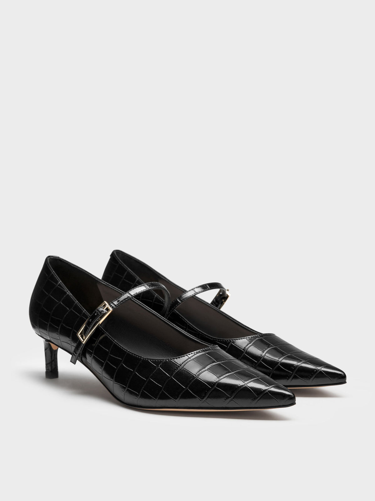 CHARLES & KEITH Premium / Luciana Croc-Effect Mary Jane Pumps - Animal Print Black