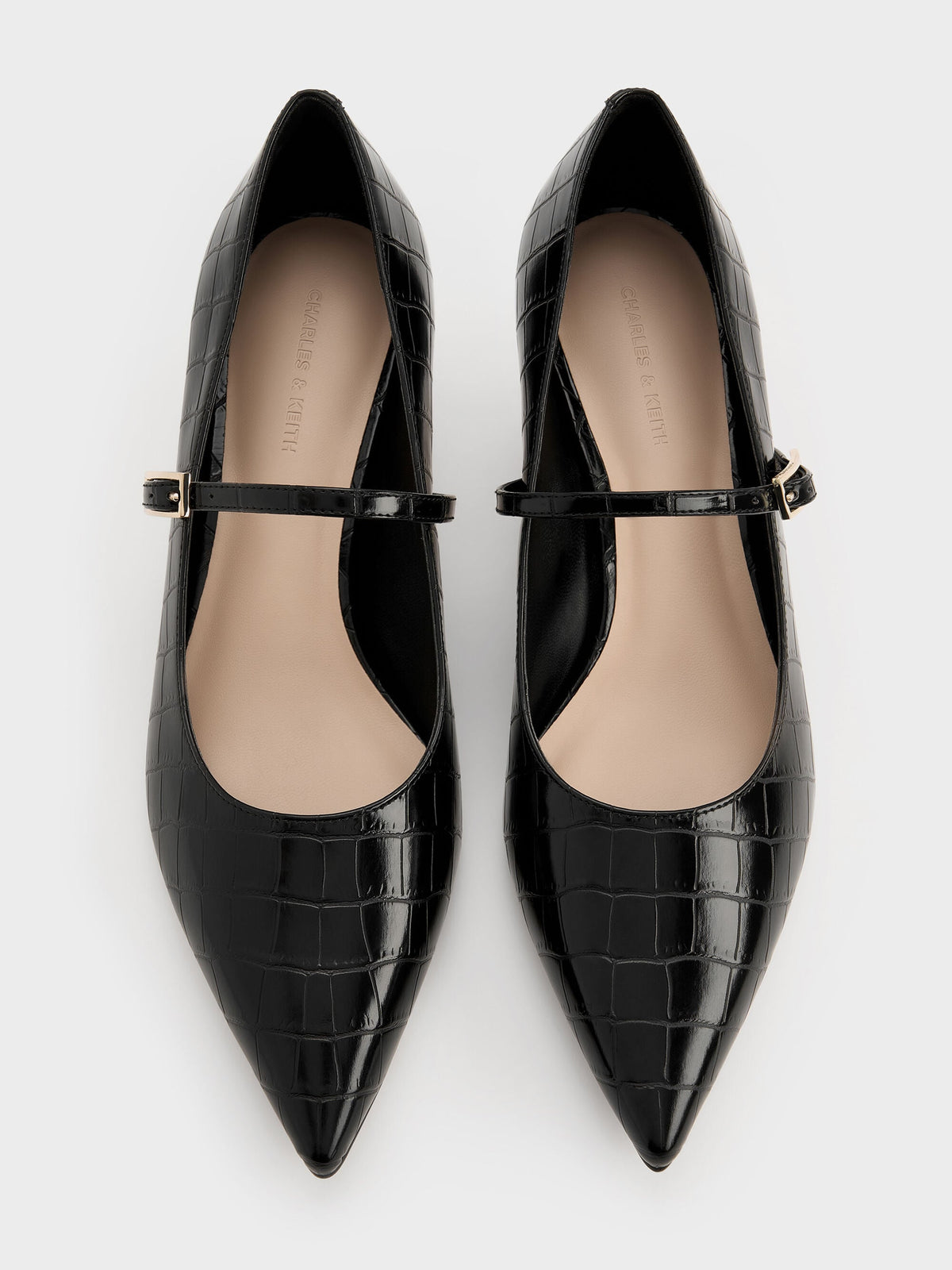 CHARLES & KEITH Premium / Luciana Croc-Effect Mary Jane Pumps - Animal Print Black