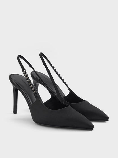 CHARLES & KEITH Featured / Flores Gem-Strap Slingback Pumps - Black