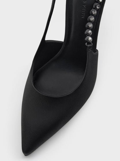 CHARLES & KEITH Featured / Flores Gem-Strap Slingback Pumps - Black