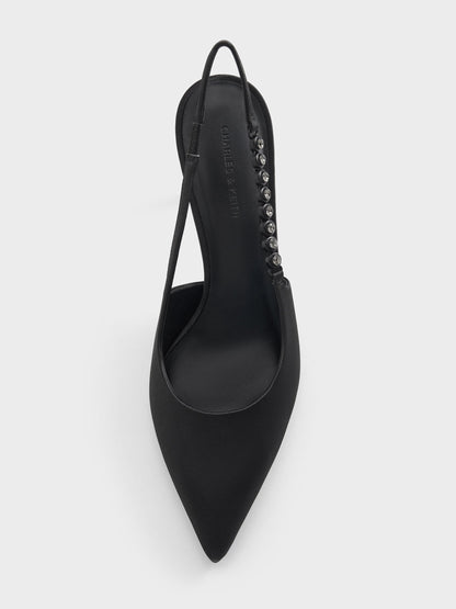 CHARLES & KEITH Featured / Flores Gem-Strap Slingback Pumps - Black