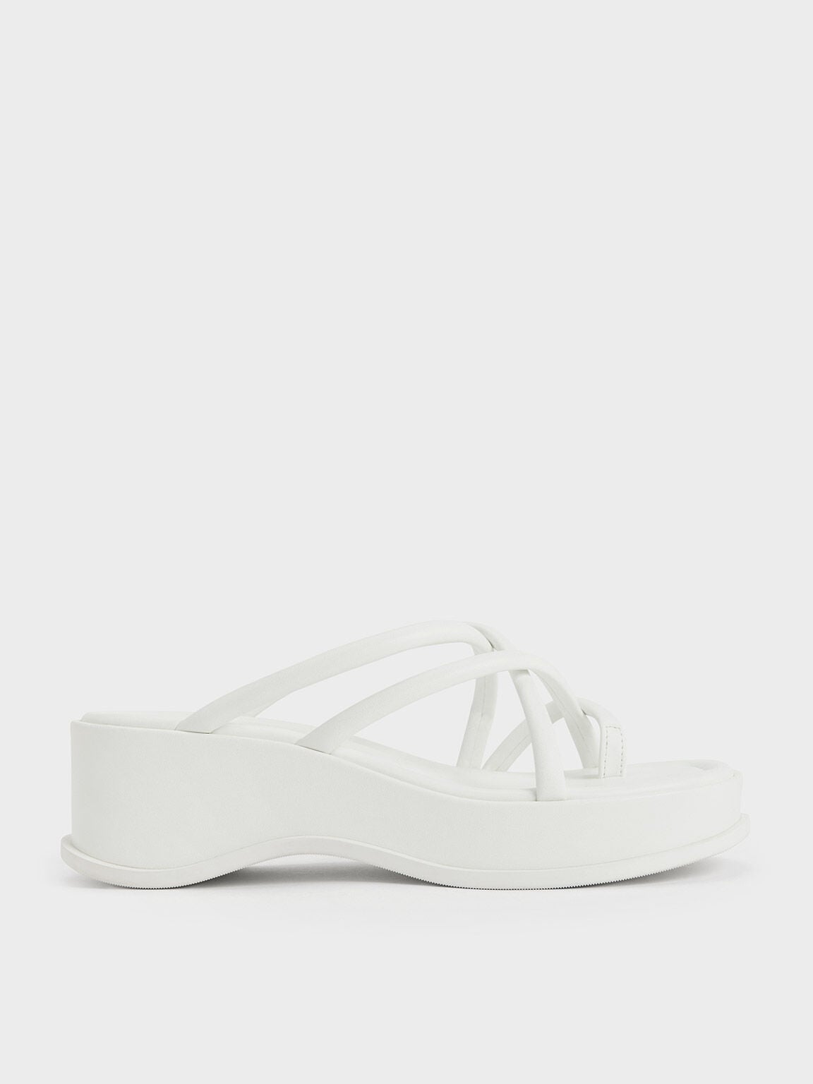 CHARLES & KEITH Value / Strappy Tubular Wedge Sandals - White