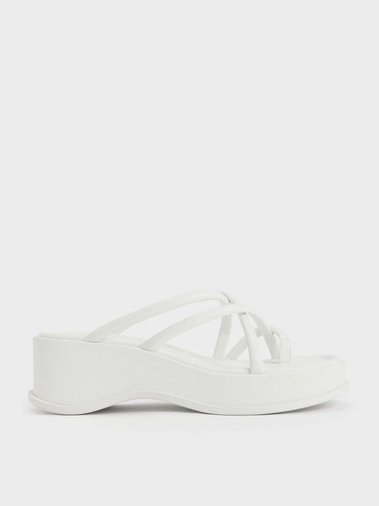 CHARLES & KEITH Value / Strappy Tubular Wedge Sandals - White
