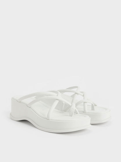 CHARLES & KEITH Value / Strappy Tubular Wedge Sandals - White
