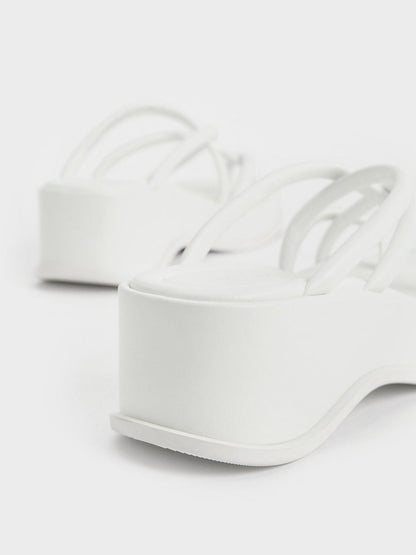 CHARLES & KEITH Value / Strappy Tubular Wedge Sandals - White