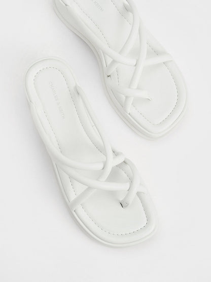 CHARLES & KEITH Value / Strappy Tubular Wedge Sandals - White