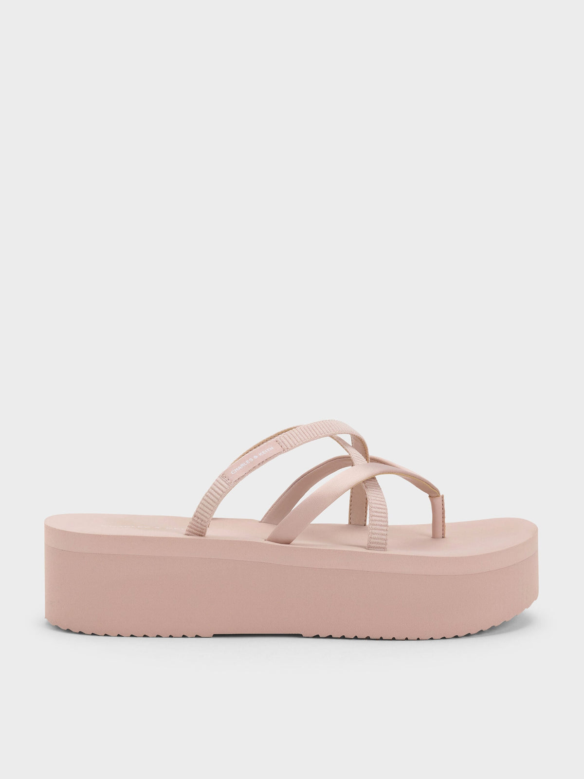 CHARLES & KEITH Special Offer / Levy Satin Strappy Flatform Sandals - Light Pink