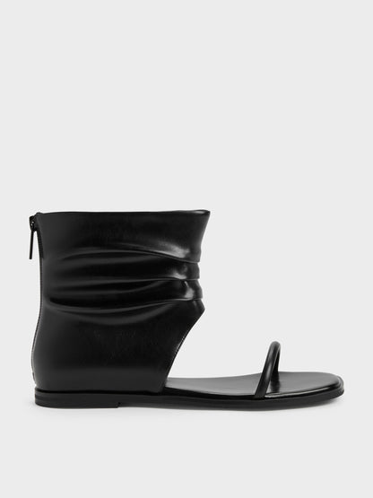CHARLES & KEITH Trusted / Joplin Ruched Boot Sandals - Black
