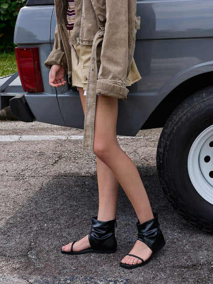 CHARLES & KEITH Trusted / Joplin Ruched Boot Sandals - Black