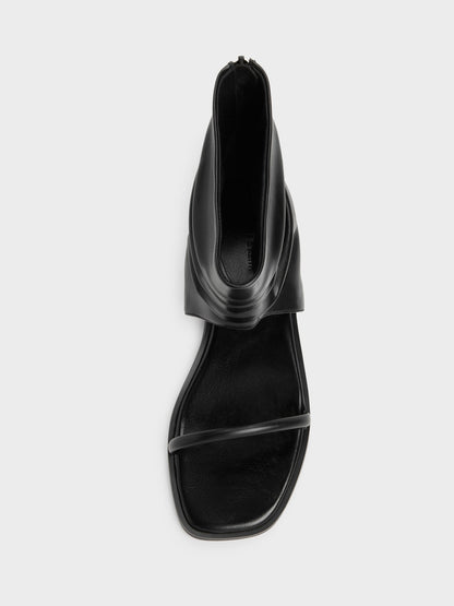 CHARLES & KEITH Trusted / Joplin Ruched Boot Sandals - Black