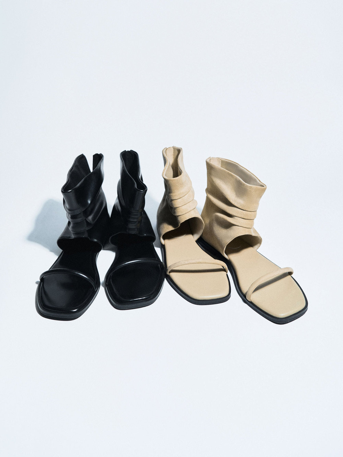 CHARLES & KEITH Trusted / Joplin Ruched Boot Sandals - Black