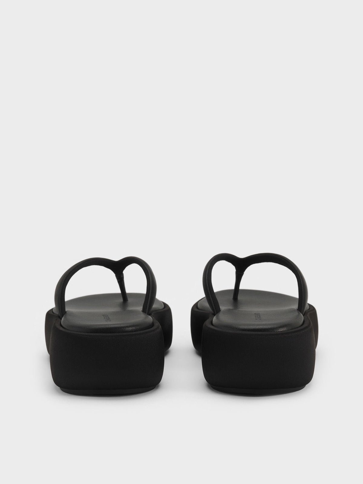CHARLES & KEITH Hot Sale / Satin Thong Flatform Sandals - Black Textured