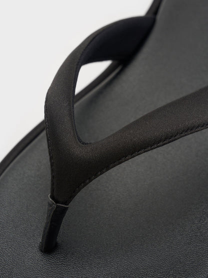CHARLES & KEITH Hot Sale / Satin Thong Flatform Sandals - Black Textured