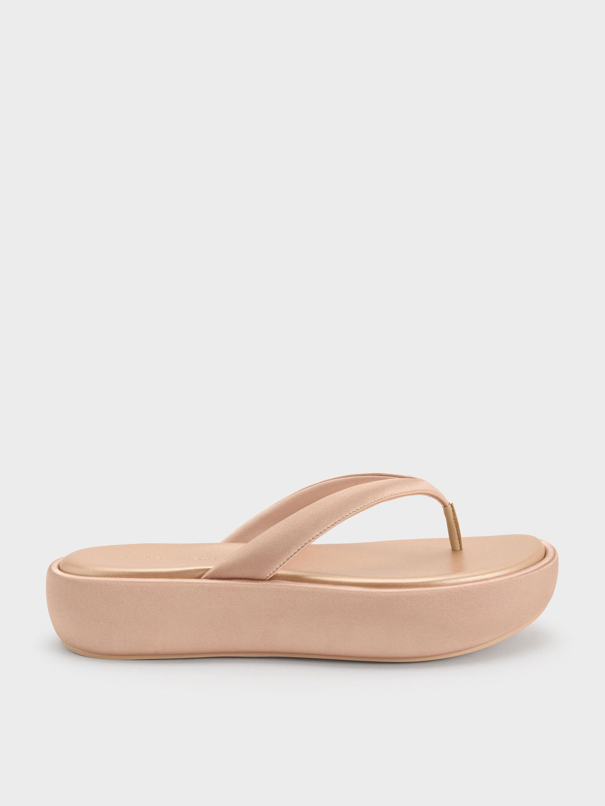 CHARLES & KEITH Quality / Satin Thong Flatform Sandals - Nude