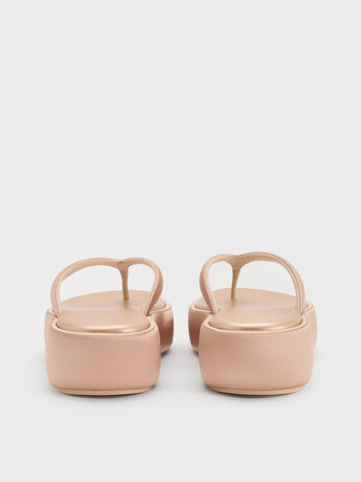 CHARLES & KEITH Quality / Satin Thong Flatform Sandals - Nude