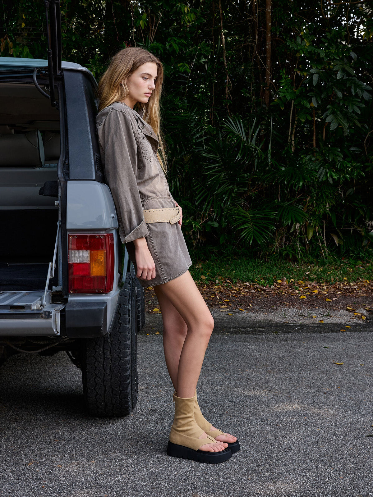 CHARLES & KEITH Trusted / Laine Faux Suede Platform Boot Sandals - Sand