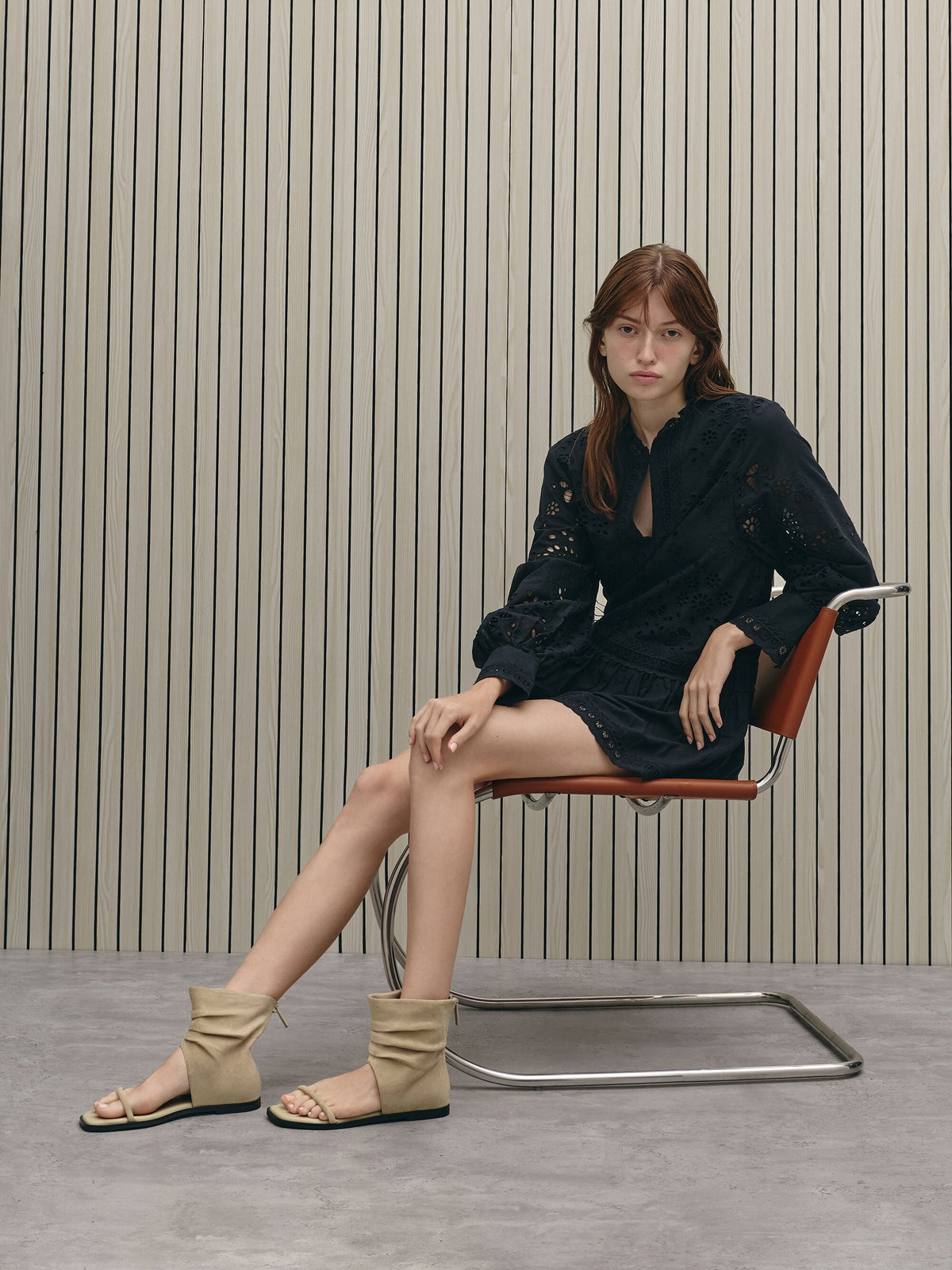 CHARLES & KEITH Recommended / Joplin Ruched Faux Suede Boot Sandals - Beige