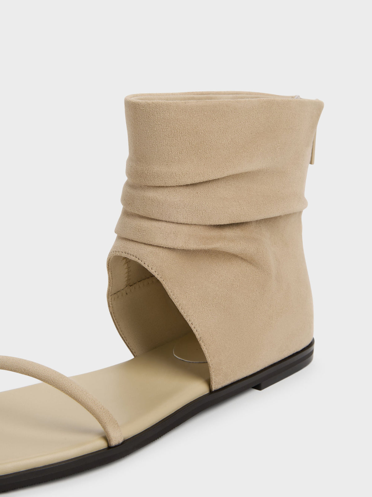 CHARLES & KEITH Recommended / Joplin Ruched Faux Suede Boot Sandals - Beige