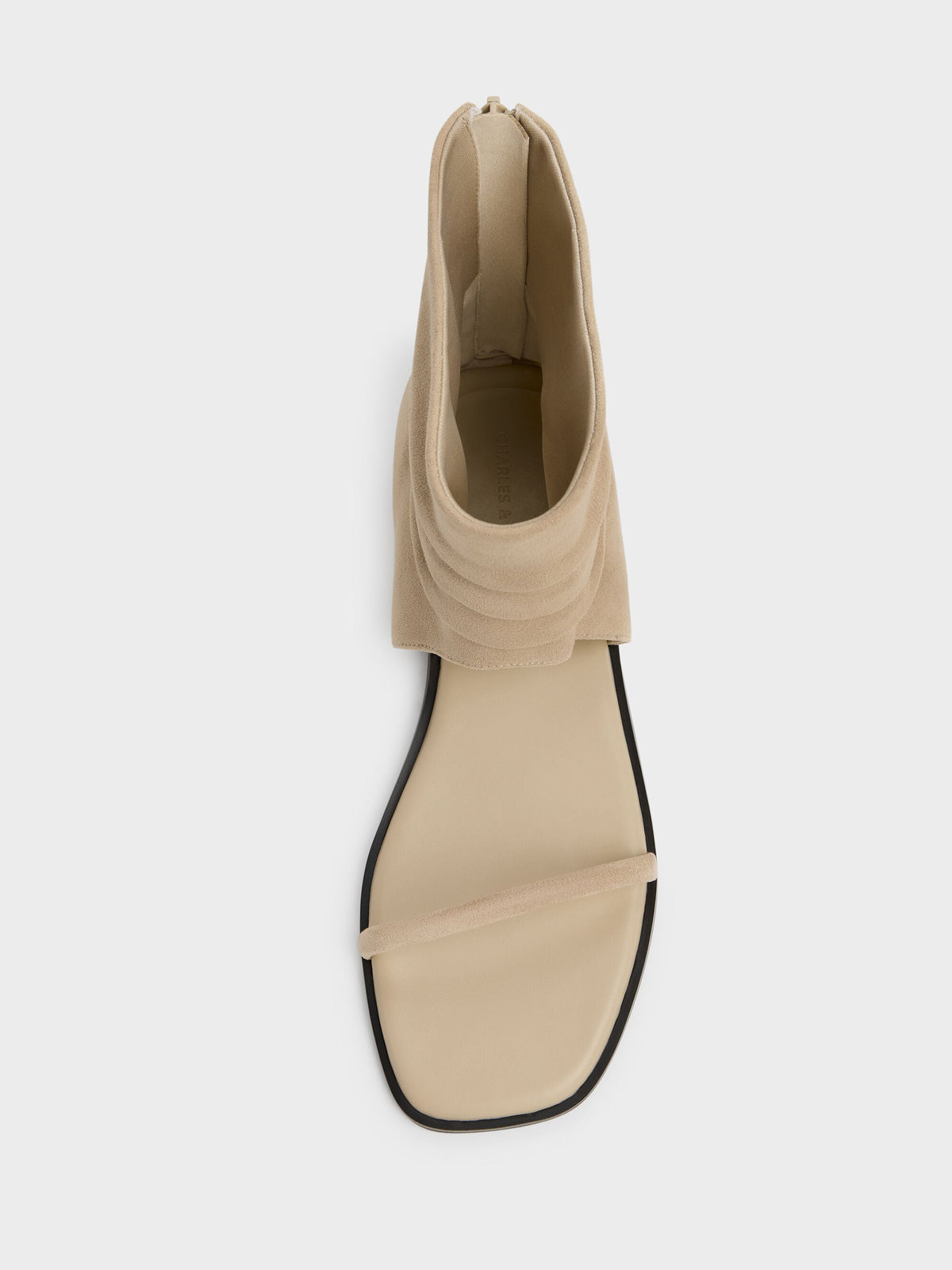 CHARLES & KEITH Recommended / Joplin Ruched Faux Suede Boot Sandals - Beige