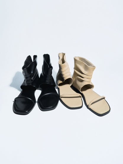 CHARLES & KEITH Recommended / Joplin Ruched Faux Suede Boot Sandals - Beige