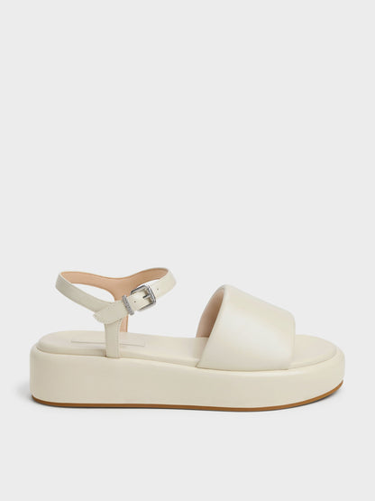 CHARLES & KEITH Essential / Ankle-Strap Flatform Sandals - Chalk