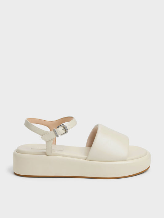 CHARLES & KEITH Essential / Ankle-Strap Flatform Sandals - Chalk