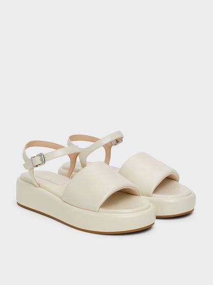 CHARLES & KEITH Essential / Ankle-Strap Flatform Sandals - Chalk