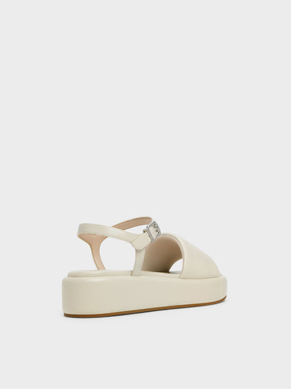 CHARLES & KEITH Essential / Ankle-Strap Flatform Sandals - Chalk