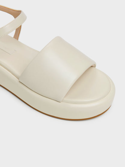 CHARLES & KEITH Essential / Ankle-Strap Flatform Sandals - Chalk