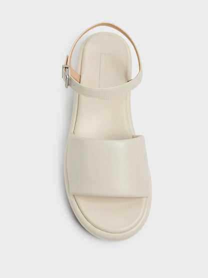 CHARLES & KEITH Essential / Ankle-Strap Flatform Sandals - Chalk