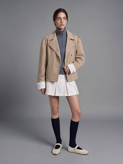 CHARLES & KEITH Classic / Jace Leather & Suede Mary Jane Sneakers - Chalk