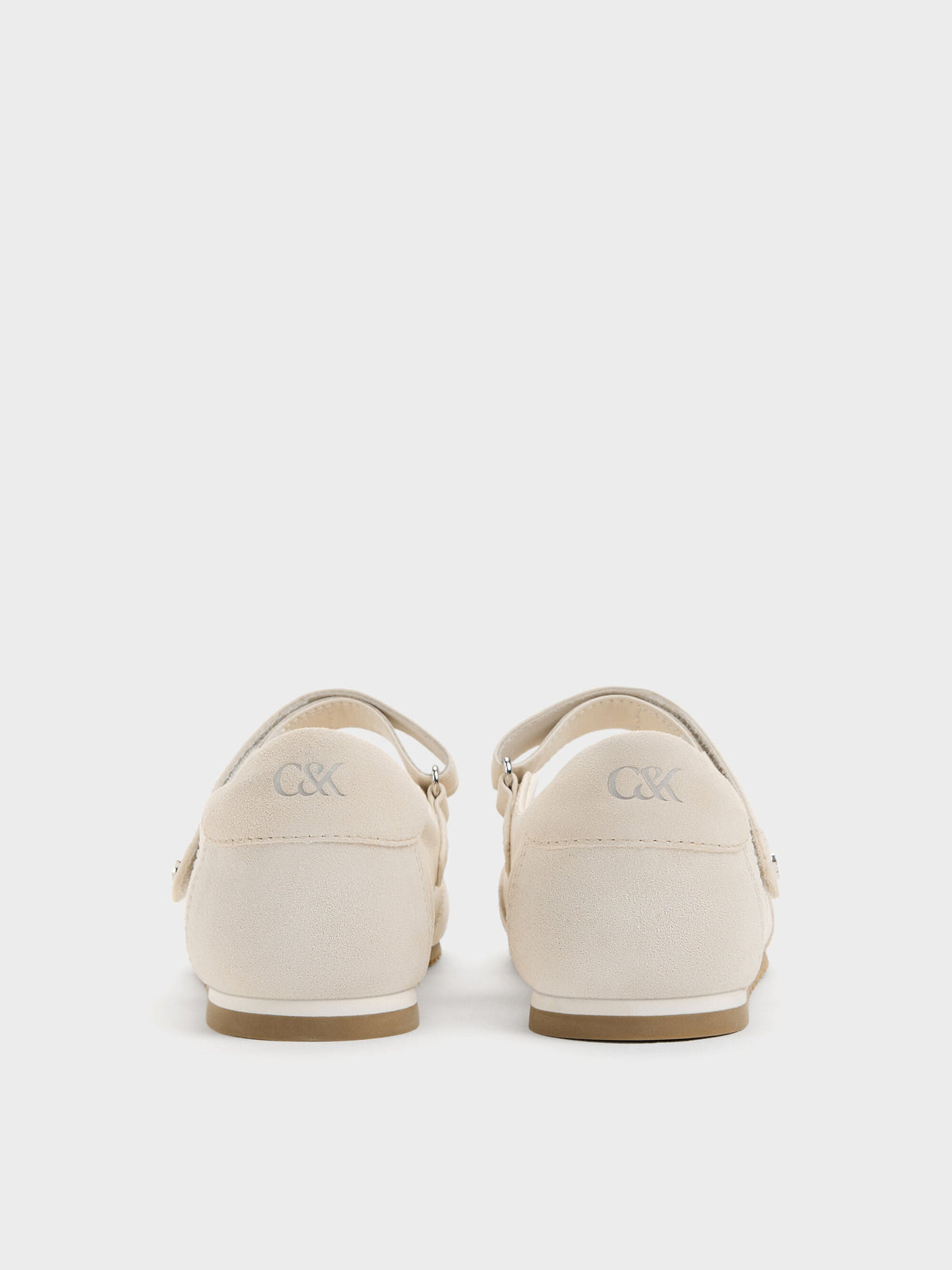 CHARLES & KEITH Classic / Jace Leather & Suede Mary Jane Sneakers - Chalk