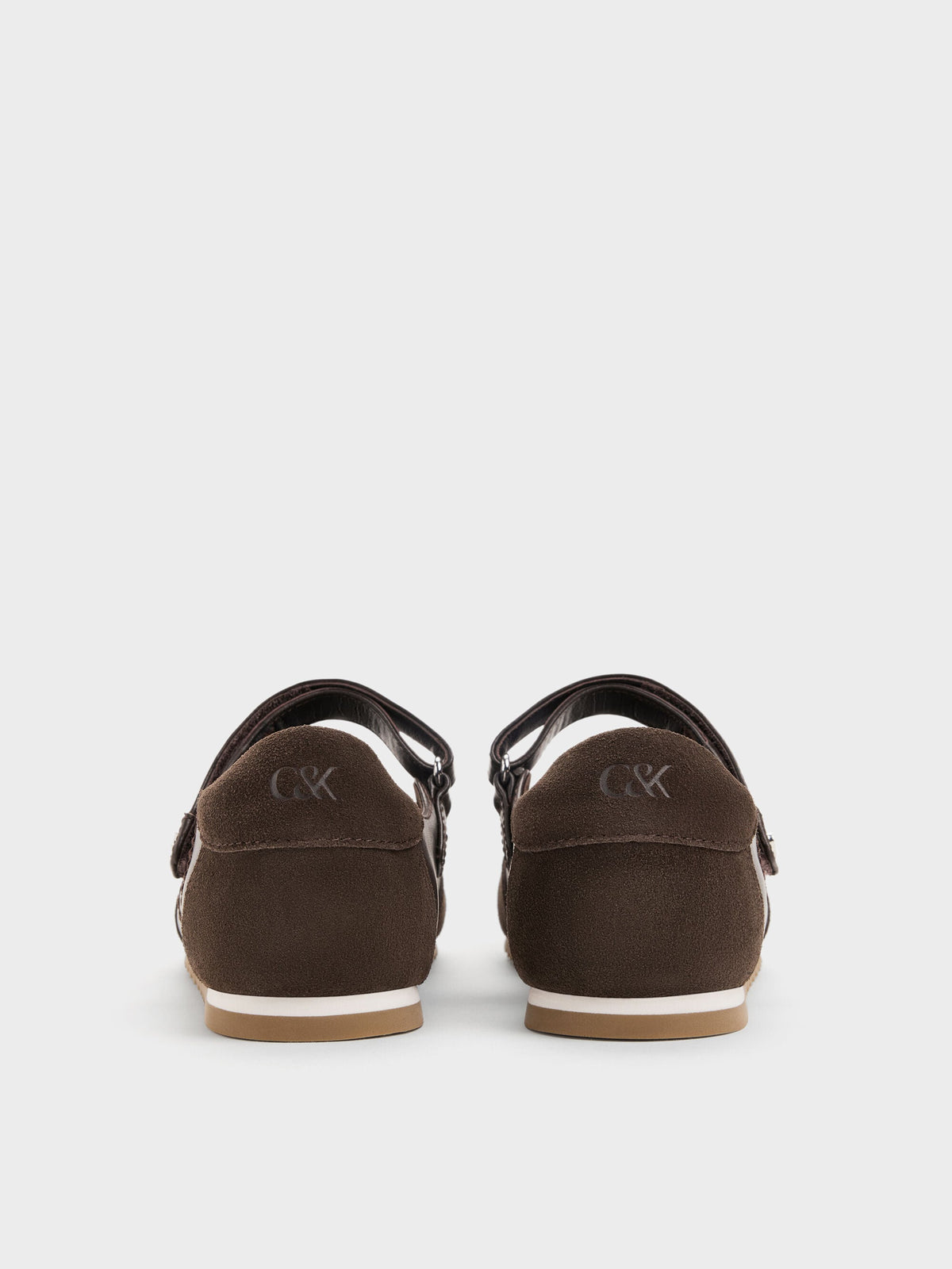CHARLES & KEITH New / Jace Leather & Suede Mary Jane Sneakers - Dark Brown