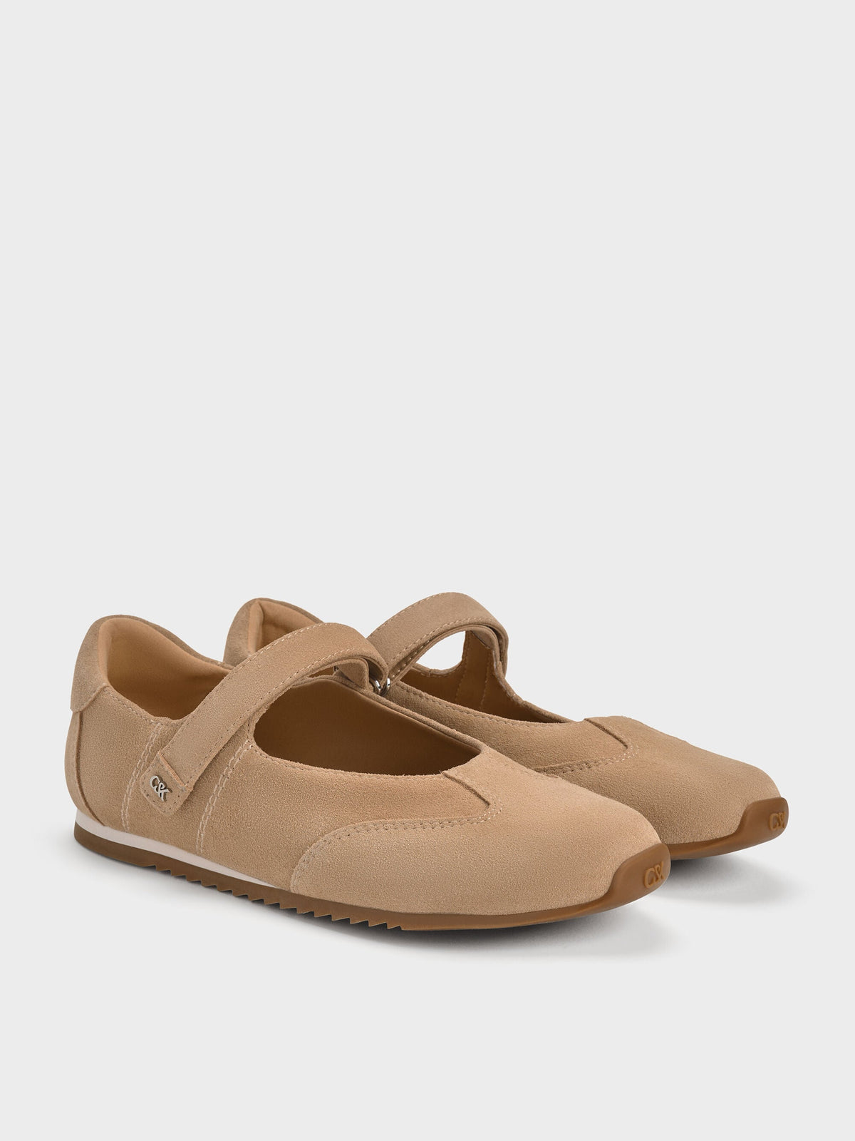 CHARLES & KEITH Popular / Jace Suede Mary Jane Sneakers - Beige