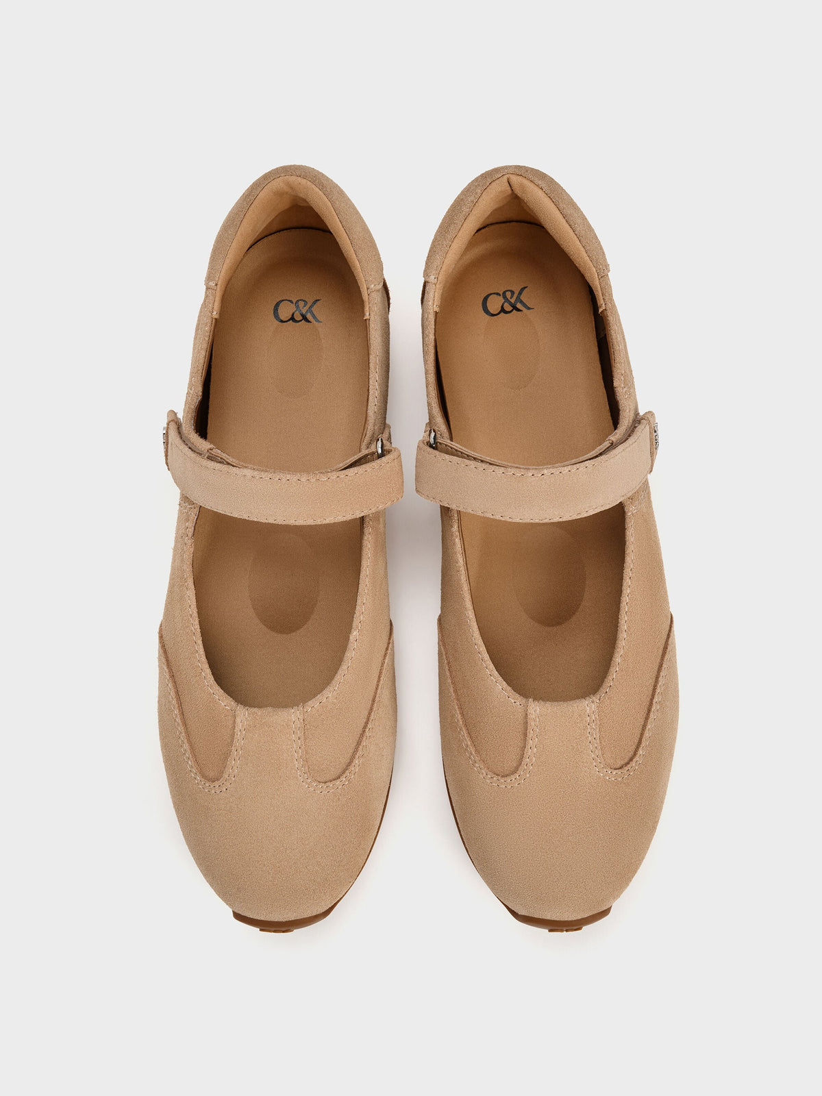 CHARLES & KEITH Popular / Jace Suede Mary Jane Sneakers - Beige