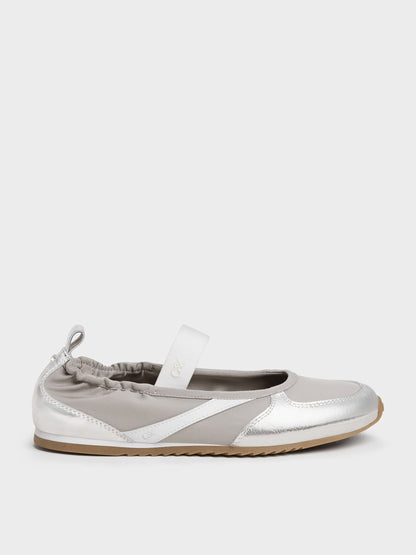 CHARLES & KEITH Popular / Jace Metallic Leather Mary Jane Sneakers - Silver