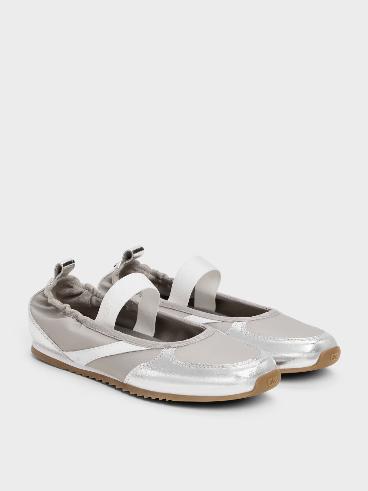 CHARLES & KEITH Popular / Jace Metallic Leather Mary Jane Sneakers - Silver