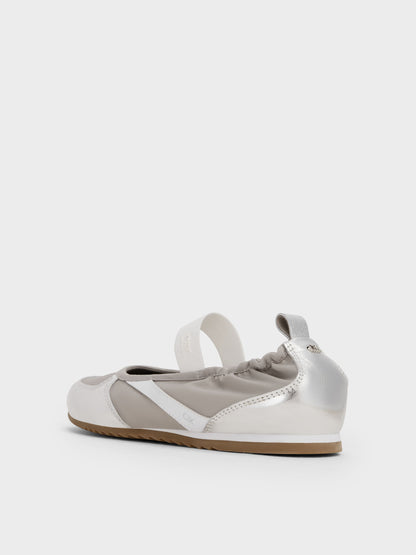 CHARLES & KEITH Popular / Jace Metallic Leather Mary Jane Sneakers - Silver