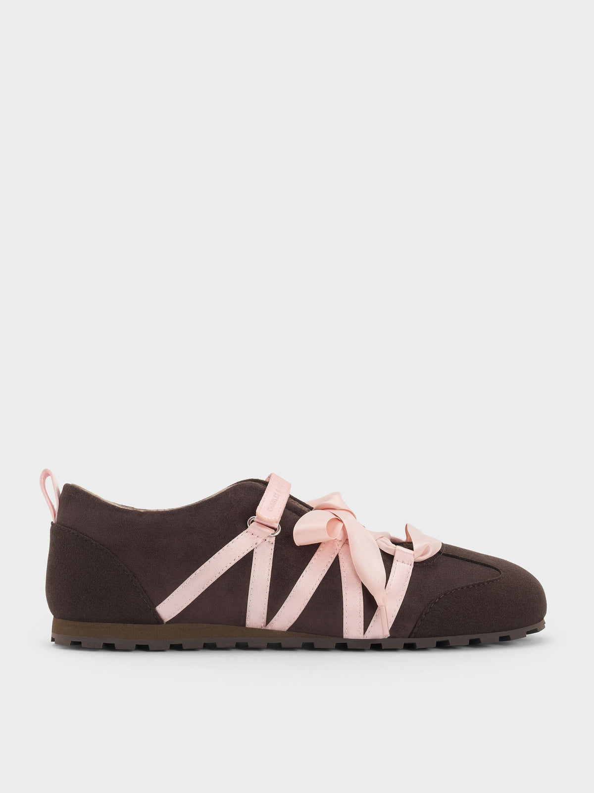 CHARLES & KEITH Recommended / Silko Faux Suede Ballet Sneakers - Dark Brown Textured