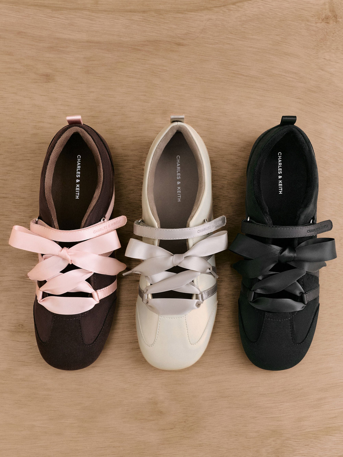 CHARLES & KEITH Recommended / Silko Faux Suede Ballet Sneakers - Dark Brown Textured