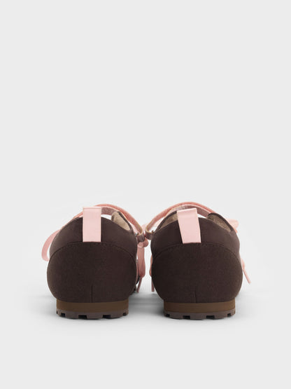 CHARLES & KEITH Recommended / Silko Faux Suede Ballet Sneakers - Dark Brown Textured