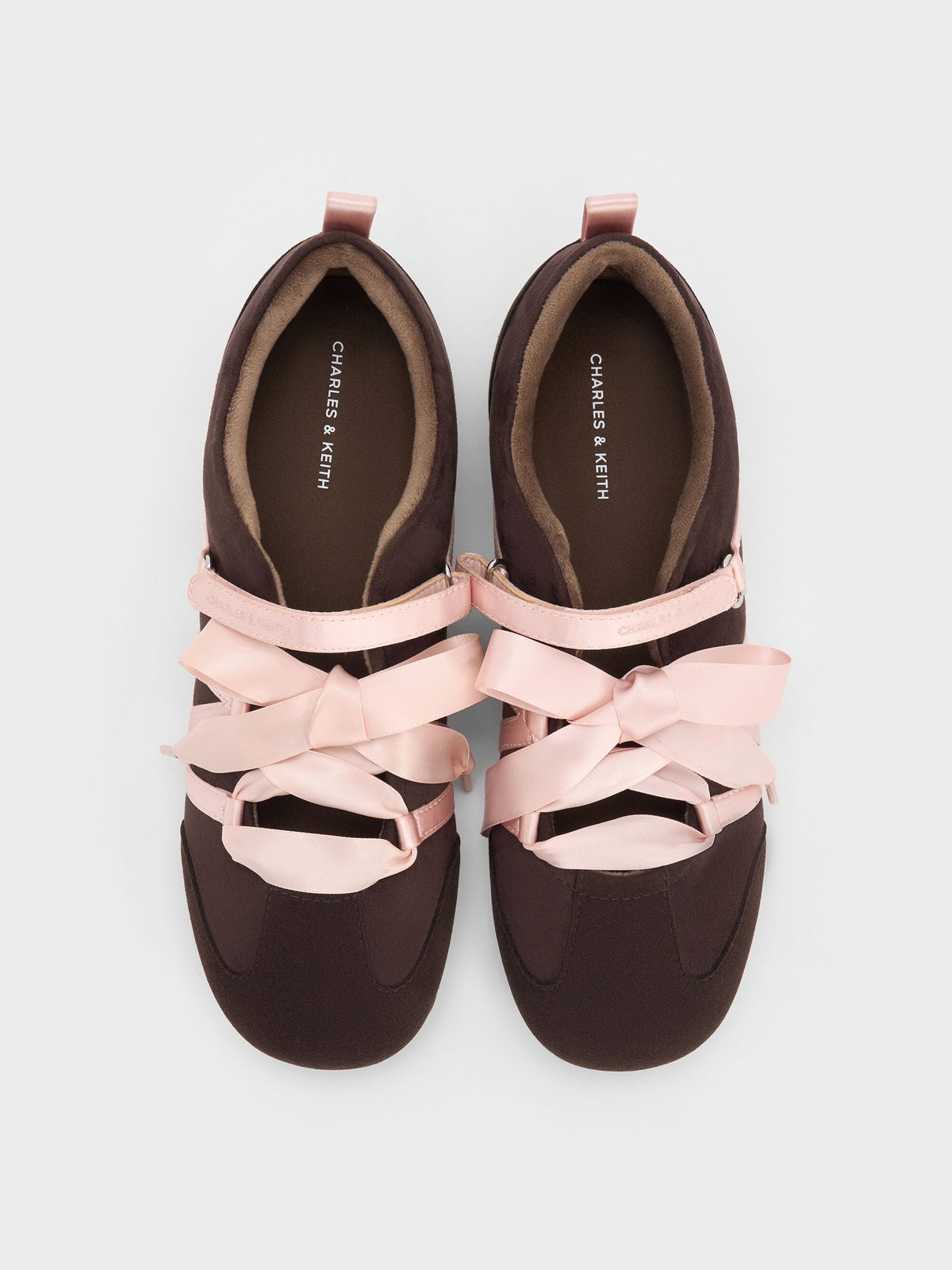 CHARLES & KEITH Recommended / Silko Faux Suede Ballet Sneakers - Dark Brown Textured