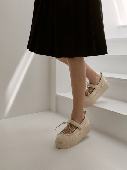 CHARLES & KEITH Everyday / Faux Suede Mary Jane Platform Sneakers - Beige