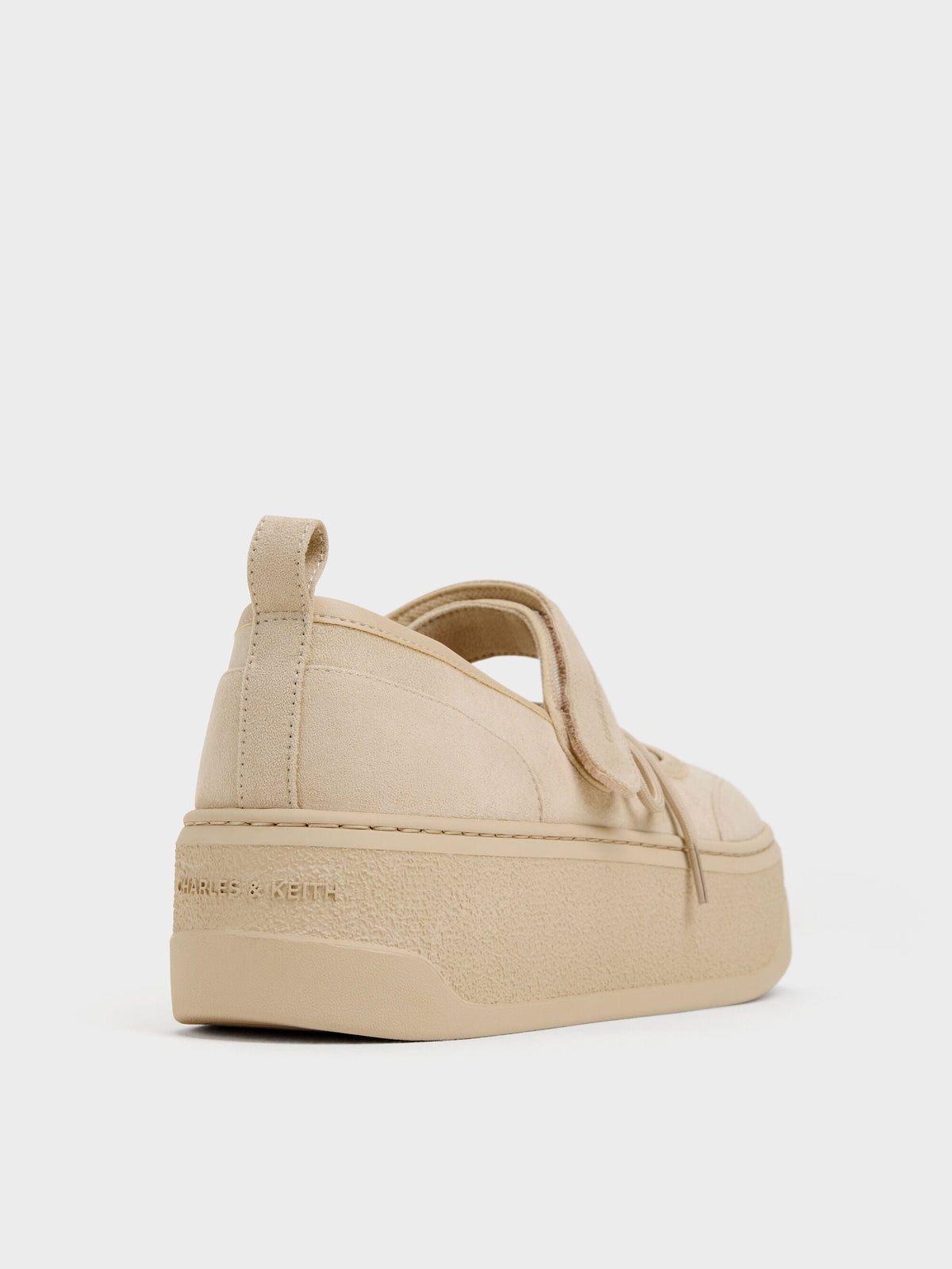 CHARLES & KEITH Everyday / Faux Suede Mary Jane Platform Sneakers - Beige