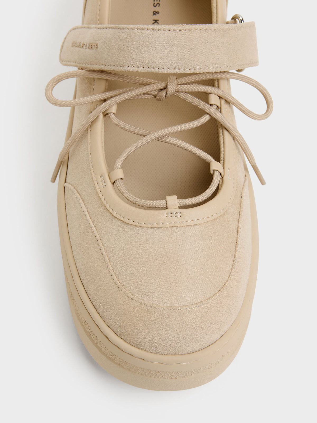 CHARLES & KEITH Everyday / Faux Suede Mary Jane Platform Sneakers - Beige