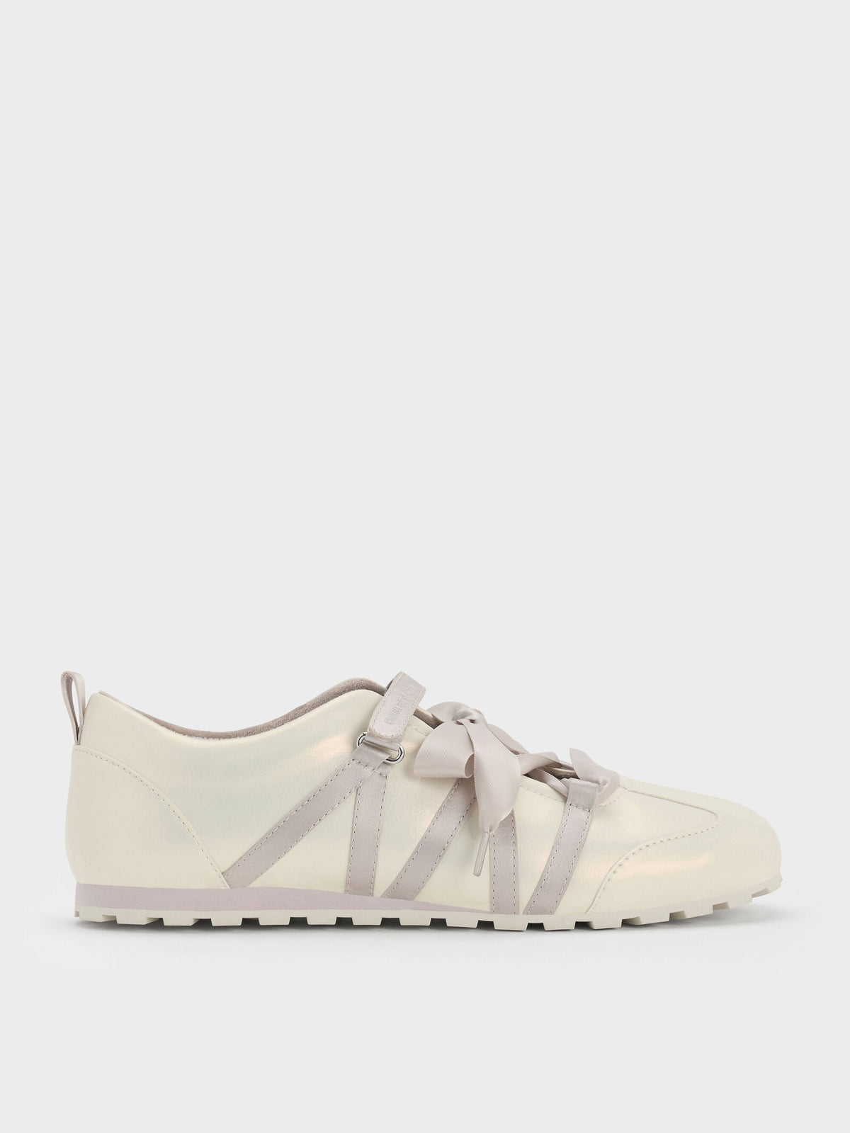 CHARLES & KEITH Hot Sale / Silko Pearlescent Ballet Sneakers - Chalk