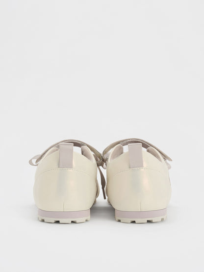 CHARLES & KEITH Hot Sale / Silko Pearlescent Ballet Sneakers - Chalk