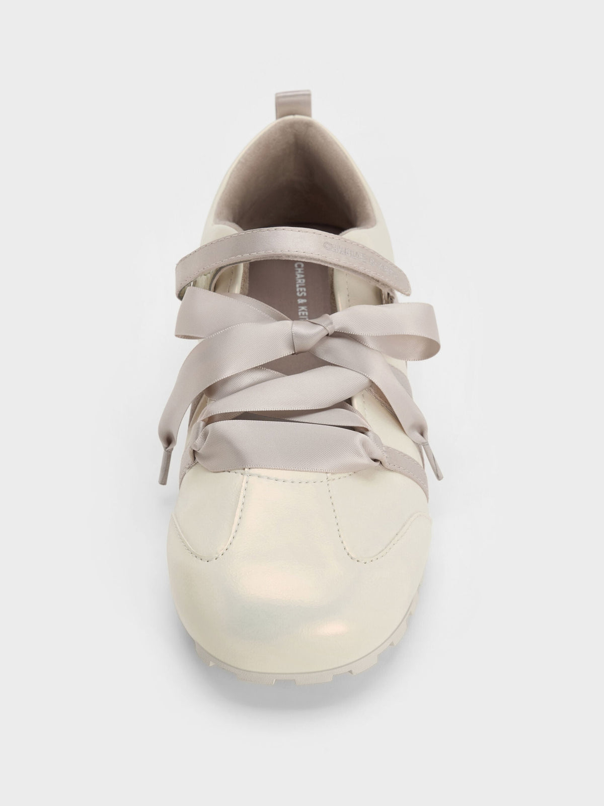 CHARLES & KEITH Hot Sale / Silko Pearlescent Ballet Sneakers - Chalk