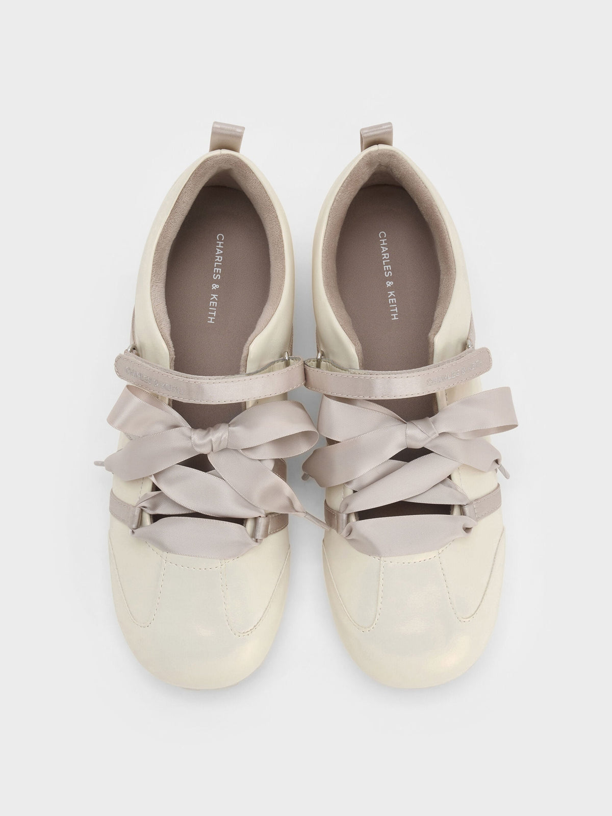 CHARLES & KEITH Hot Sale / Silko Pearlescent Ballet Sneakers - Chalk